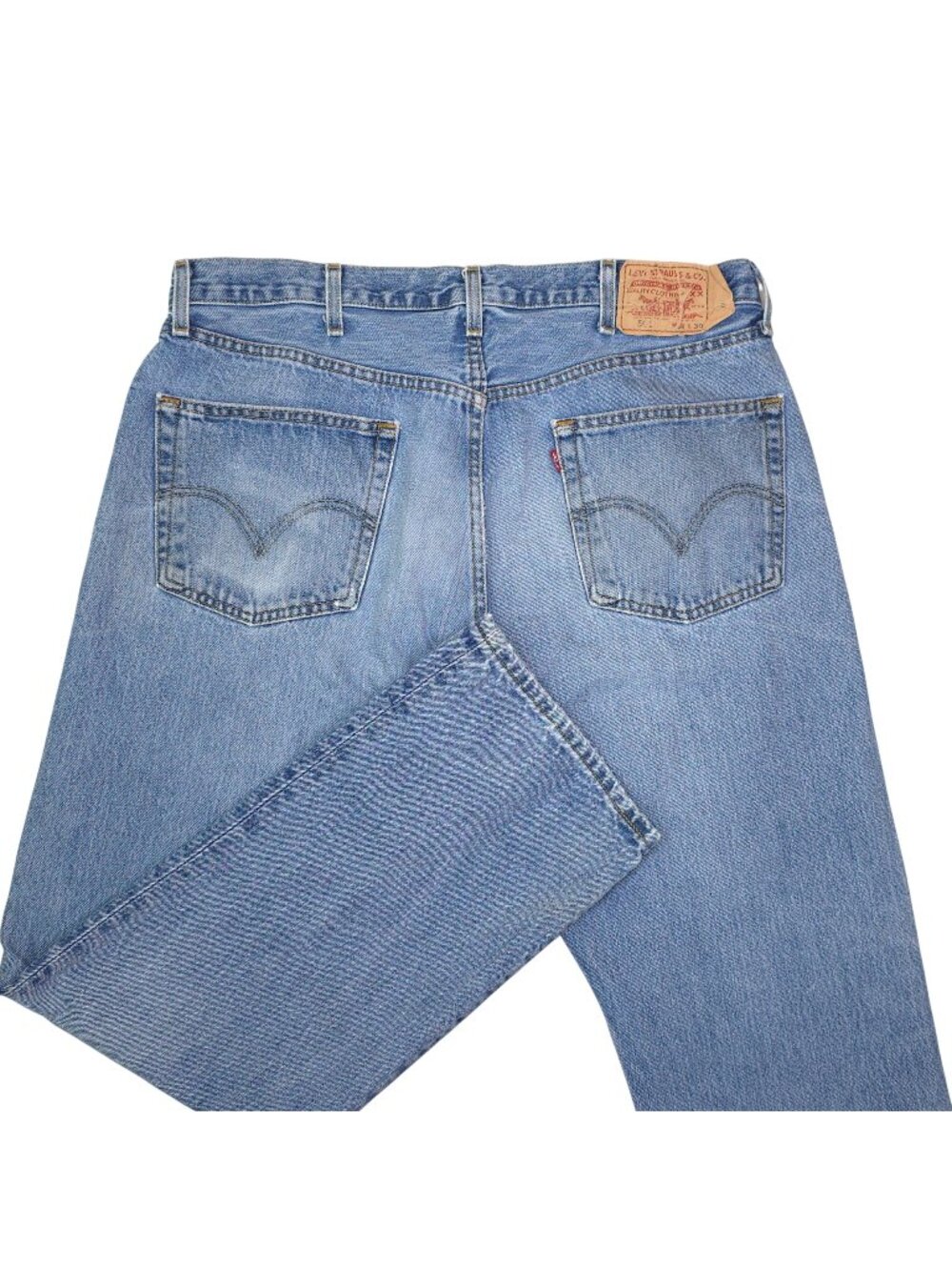 Vintage Levis 501 Original Fit Button Fly Jeans W38 L30 Distressed Light Wash
